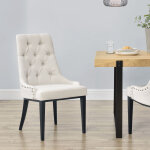 Chaise de salle  manger chester motif chesterfield 100x53x60 cm sable [en. casa]