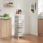 [en. casa] - chariot de service sunndal � 5 niveaux acier 95 x 27 x 27 cm blanc
