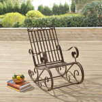 [en. casa] ? fauteuil de jardin � bascule vintage en m�tal bronze ? dimensions 92x59x90 cm ? hauteur ...