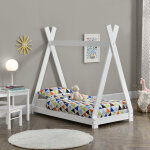 [en. casa] - lit de tipi pour enfant onejda blanc mat 140 x 70 cm
