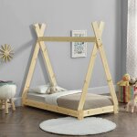 [en. casa] - lit de tipi pour enfant onejda bois naturel 140 x 70 cm