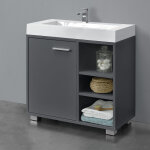[en. casa] - meuble sous lavabo pour salle de bain narvik 56 x 60 x 31 cm gris fonc�