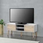 [en. casa] - meuble tv eskilstuna 120 x 30 x 47 cm blanc effet ch�ne