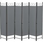 [en. casa] - paravent de confidentialit  6 panneaux saragossa 171 x 240 cm gris fonc