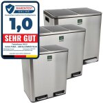 Casa pura - poubelle de cuisine f�lix, acier inox, 3 compartiments de 18 litres (54 litres)