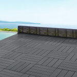 [en. casa] - set de 11 dalles de jardin schramberg en bois composite 1m 30 x 30 x 2, 2 cm gris fonc ...
