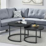 [en. casa] - set de 2 tables basses christchurch rondes gigognes noir