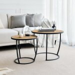 [en. casa] - set de 2 tables basses neqi gigognes rondes noir effet bois