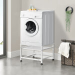 [en. casa] - socle avec tagre extensible pour machine  laver 63 x 54 x 41 cm blanc