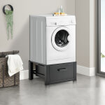 [en. casa] - socle avec tiroir pour machine  laver noir 63 x 54 x 31 cm