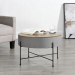 [en. casa] - table basse avec plateau amovible tauranga effet noyer gris noir 40 x 60 cm