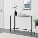 Table console pour salon alajrvi en verre 100 x 35 x 80 cm noir [en. casa]