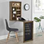 [en. casa] - table murale pliable mdf 156 x 50 x 91, 5 cm bois naturel