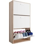 Casabel meuble rangement chaussure 18 paires - pour entree couloir - 60x24x113 cm - blanc bois clair