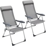 Lot de 2 chaises de jardin pliantes en aluminium avec accoudoirs dossier haut rglable en 7 positions ...