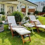 2x chaise longue queen mary pliable bois d'acacia repose - pieds transat de jardin intrieur extrieur ...