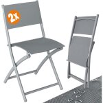 Casaria - chaise de jardin pliante gris max 130kg r�sistante 46x52x80cm chaise pliante balcon terrasse ...