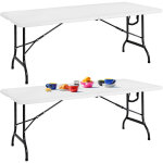 Set 2 tables de camping pliantes plastique rectangulaires buffet pique - nique 8 personnes intrieur ...