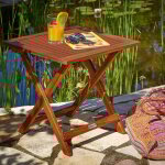 Casaria table d'appoint pliante en bois d'acacia 70x70x73cm table basse carre pliable extrieur jardin ...