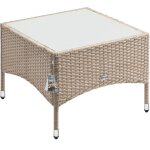Table d'appoint en polyrotin table basse avec plaque en verre petite table de jardin en résine tressée ... Table d'appoint en polyrotin table basse avec plaque en verre petite table de jardin en résine tressée ...
