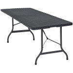 Table pliante effet polyrotin 180 cm 8 personnes d'appoint rectangulaire table plastique camping jardin ...