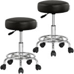 Casaria ? tabouret � roulettes r�glable 51 - 65 cm ? si�ge rembourr� 10 cm ? pivotant 360� ? structure ...