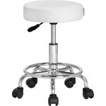 Tabouret  roulettes sige rembourr pivotant 360 hauteur rglable noir blanc blanc