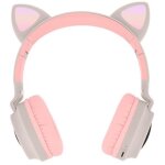 Casque audio bluetooth - design oreilles chat - beige - animation lumineuse - 12h autonomie - r�duction ...