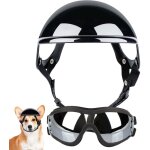 Casque et lunettes pour chien, prot�ge t�te r�glable chien prot�ge yeux avec soleil portables et respirantes ...