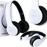Casque sans fil supra - auriculaire bluetooth p47 mp3, pliable, blanc, pour le sport et les jeux vid�o ...