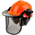 Casque de s�curit� forestier avec mentonni�re. casque de travail en397 r�fl�chissant, ventil� et l�ger ...