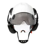 Casque de s�curit� avec visi�re lunettes de protection int�gr�es casque de s�curit� avec cache - oreilles ...