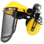 Casque visi�re de protection grillag�e avec casque anti - bruit - norme ce en1731 - en352