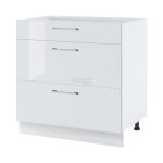 Casserolier bellissi blanc brillant l 80 cm - porte avec poign�e apparente coulisses tiroir sans amortisseur ...
