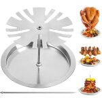 Ccykxa 1 ensemble de support de cuisse poulet en acier inoxydable, support pilon � 15 fentes avec plateau ...