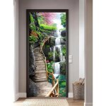 Ccykxa 1 pi�ce pont � chevalets de cascade autocollant porte affiche 3d pour cuisine chambre salle de ...