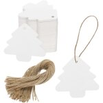 Ccykxa lot de 100 tiquettes cadeaux de nol en papier kraft avec ficelle de jute pour calendrier de ...