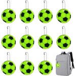Ccykxa 12 pi�ces pendentifs porte - cl�s football r�fl�chissants, pvc pendentif r�flecteur de s�curit� ...