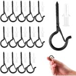 15 pices piton  visser noir, crochet a visser inoxydable, avec boucle de scurit, crochets  visser ...
