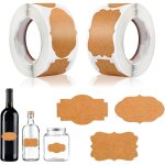 Ccykxa 2 articles 300 cussons / rouleau tiquettes en papier kraft auto - adhsif pour bouteilles, confiture, ...