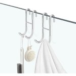 Lot de 2 crochets de douche, acier inoxydable verre crochet de cabine de douche avec couvercle en silicone, ...