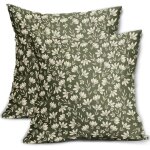 Ccykxa lot de 2 housses de coussin vert olive de 45 x 45 cm, motif floral rustique, imprim� floral mignon, ...