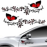 Ccykxa 2 pcs autocollant voiture, stickers pour voiture avec motif papillons et fleurs, stickers personnalis� ...