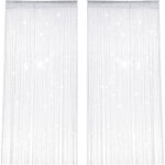 Ccykxa 2 pi�ces rideaux fils, 100 x 200 cm clignotant rideau perle, blanc string porte rideau, s�paration ...