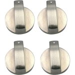 A lot de 4 boutons en mtal argent pour cuisinire  gaz, four ou plaques de cuisson - diamtre trou ...