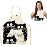 Ccykxa 55 � 68 cm tablier de cuisine femme mati�re lin, anim�s tablier personnalis� pour les cuisines ...