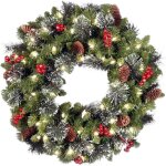 Ccykxa couronne de nol avec guirlande lumineuse ? guirlande artificielle de 40 cm ? couronne illumine ...