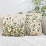 Ccykxa housse de coussin 45x45 cm, lot de 2 housses de coussin floral et papillon printemps taie d'oreiller ...