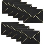 A (noir)50 enveloppes d'invitation a7, enveloppes  rabat en v avec bordure dore pour cartes cadeaux ...