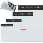 A enveloppe plastique expedition, 100pcs 4 tailles assorties enveloppes d'expdition blanches adhsif ...